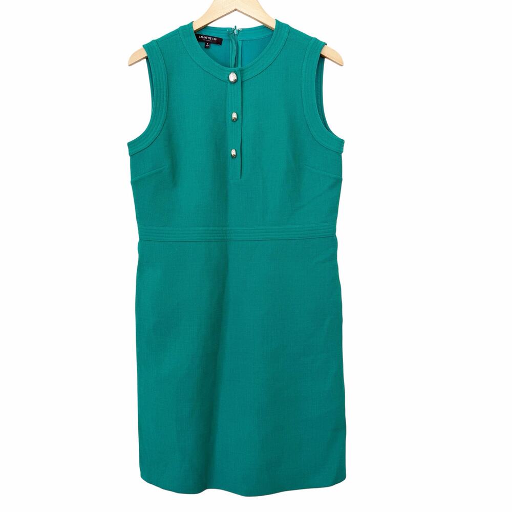 Lafayette 148 Alex Green 100% Wool Sheath Dress Sz 8